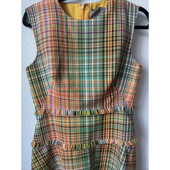 $1390 Lela Rose Plaid Fringe Trim Fit & Flare Dress, size 6 - Picture 6 of 7